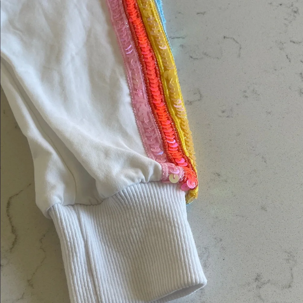 Lola + The Boys White pant and T-shirt Set with Colorful Stripes. Girls size 8. - Picture 5 of 6